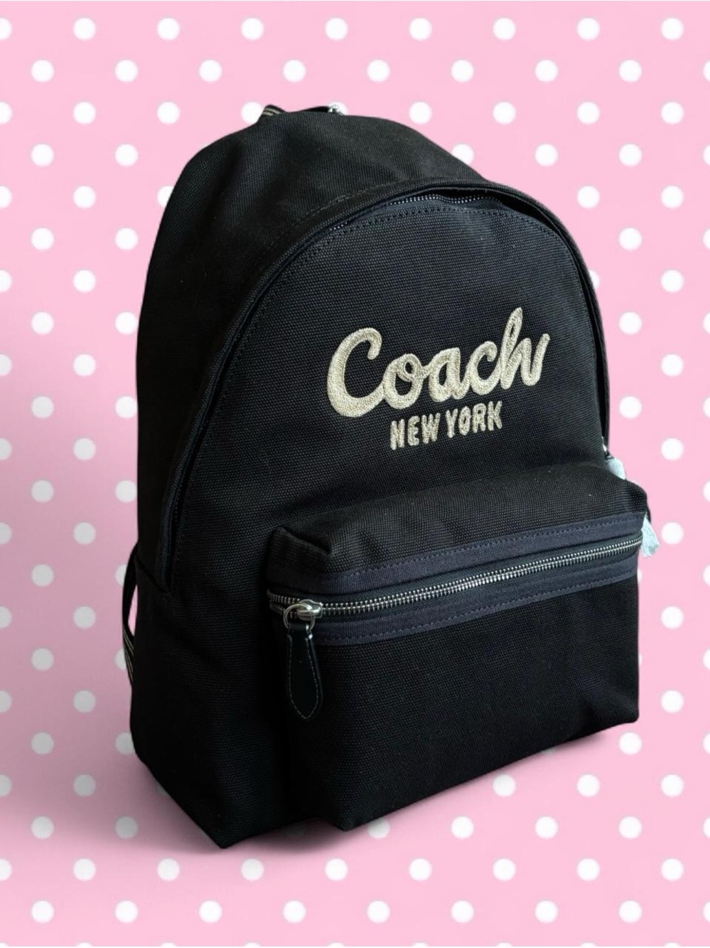 Canvas Coach Black Backpack with embroidered Script Logo - Picture 2 of 6